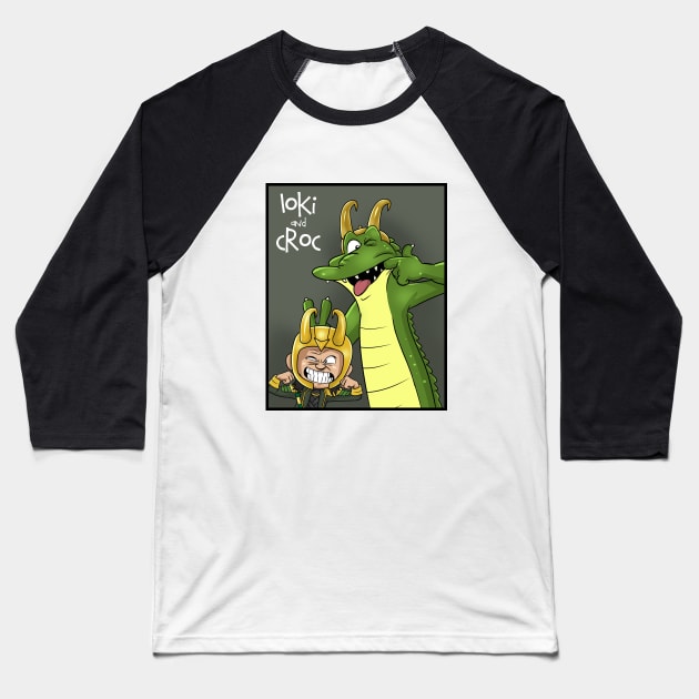 Loki and Croc Baseball T-Shirt by peekxel